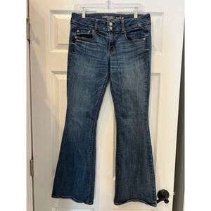 American Eagle Artist Flare Jeans Denim Blue Stretch Boho 10 Regular Retro